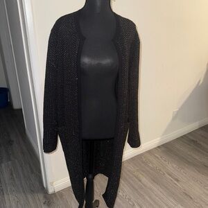Zara Black Textured Open-Front Cardigan